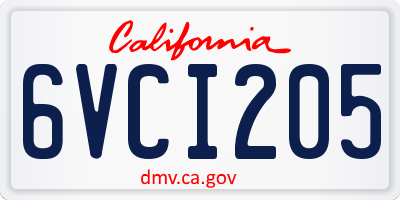 CA license plate 6VCI205