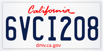 CA license plate 6VCI208