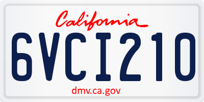 CA license plate 6VCI210