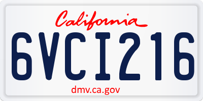 CA license plate 6VCI216