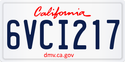 CA license plate 6VCI217