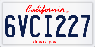 CA license plate 6VCI227