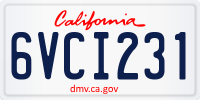 CA license plate 6VCI231