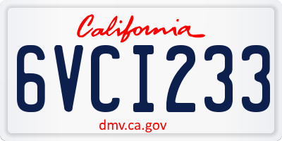 CA license plate 6VCI233