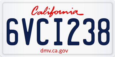 CA license plate 6VCI238