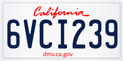 CA license plate 6VCI239