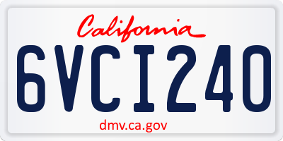 CA license plate 6VCI240