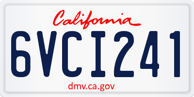 CA license plate 6VCI241