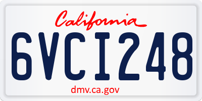 CA license plate 6VCI248