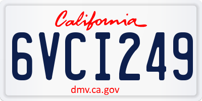 CA license plate 6VCI249