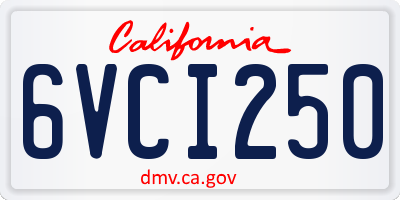 CA license plate 6VCI250