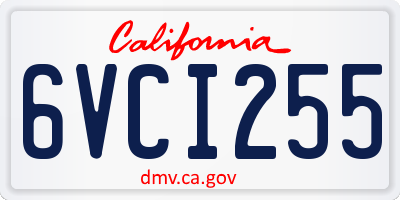 CA license plate 6VCI255