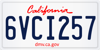CA license plate 6VCI257