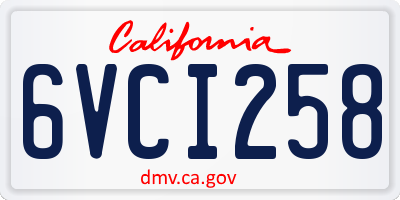 CA license plate 6VCI258