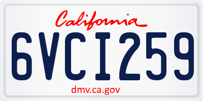CA license plate 6VCI259