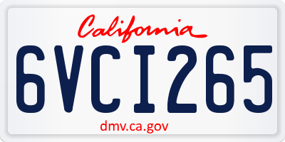 CA license plate 6VCI265