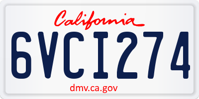 CA license plate 6VCI274