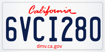 CA license plate 6VCI280