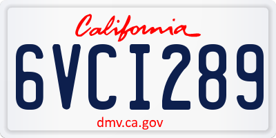 CA license plate 6VCI289