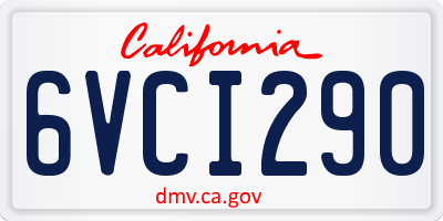 CA license plate 6VCI290