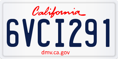CA license plate 6VCI291