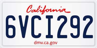 CA license plate 6VCI292