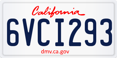 CA license plate 6VCI293