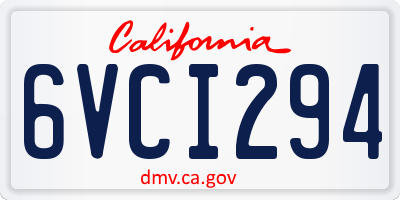 CA license plate 6VCI294