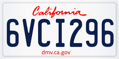 CA license plate 6VCI296