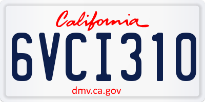 CA license plate 6VCI310