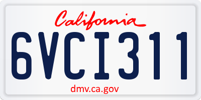 CA license plate 6VCI311