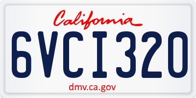 CA license plate 6VCI320
