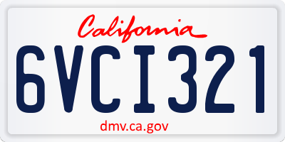 CA license plate 6VCI321