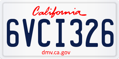 CA license plate 6VCI326