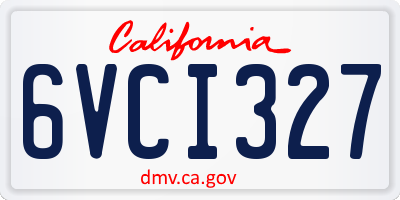 CA license plate 6VCI327
