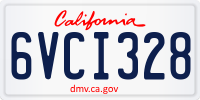 CA license plate 6VCI328