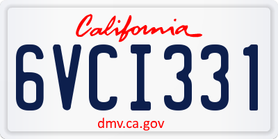 CA license plate 6VCI331