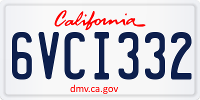 CA license plate 6VCI332