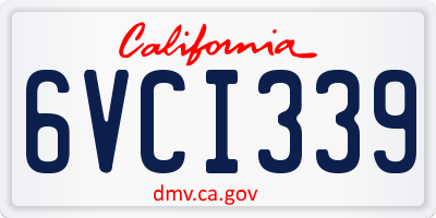 CA license plate 6VCI339