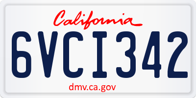 CA license plate 6VCI342