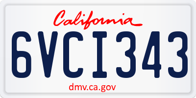 CA license plate 6VCI343