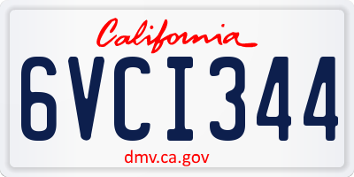 CA license plate 6VCI344