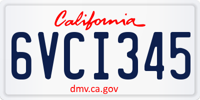 CA license plate 6VCI345