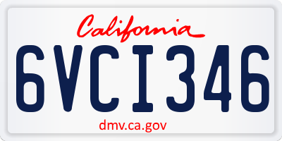 CA license plate 6VCI346