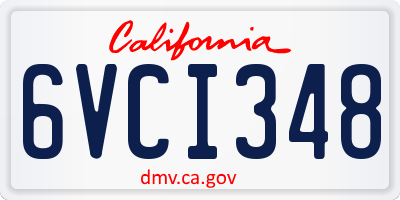 CA license plate 6VCI348