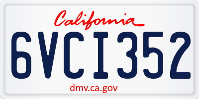 CA license plate 6VCI352