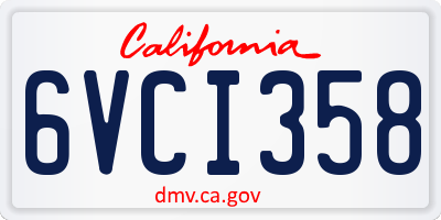 CA license plate 6VCI358