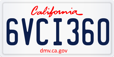 CA license plate 6VCI360