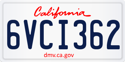 CA license plate 6VCI362