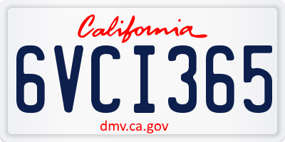 CA license plate 6VCI365